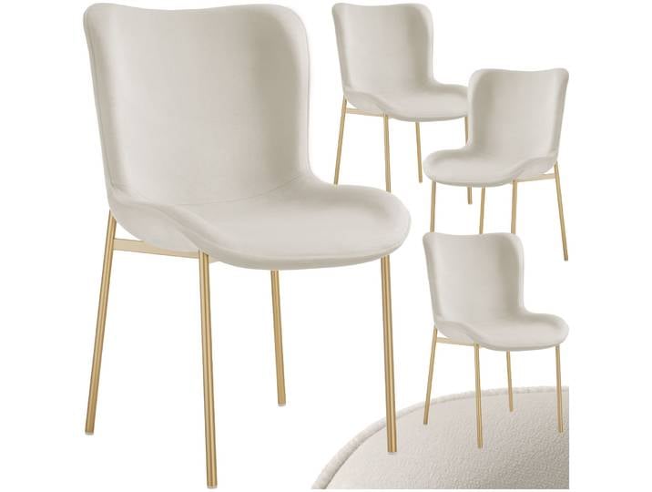 Polsterstuhl Tessa - Samtoptik beige/gold, 4er Set