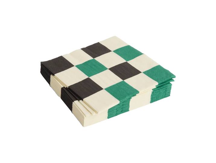 HAY Serviette Pattern Lunch Check 33x33 cm Lot de 20 Off white-green-black M