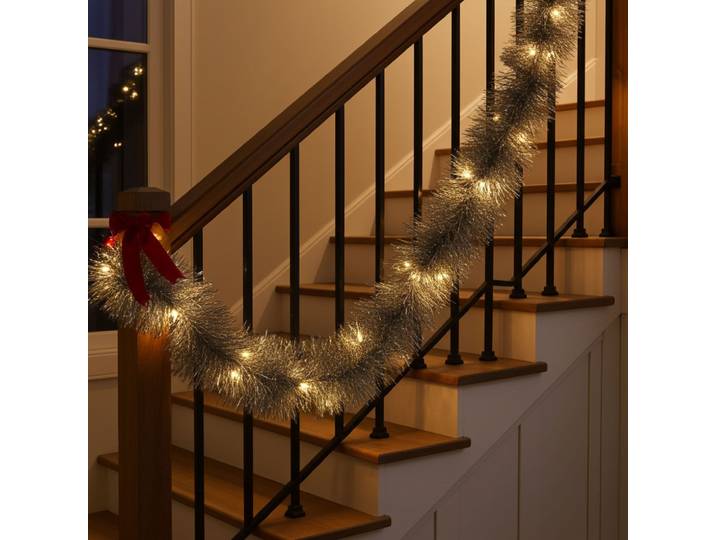 LED-Lametta Girlande, silber, 2,7 m