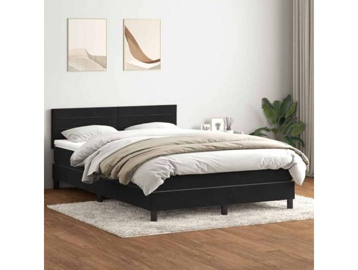 RJPLMFV Lattenrost mit Matratze, Velours, Schwarz, 160 x 210 cm Taschenfedern, verstellbarer Kopf, abnehmbarer Matratzenauflage, optimale Unterstützung