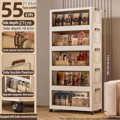 Inspired Finds FlexiStore Foldable Wardrobe Cabinet Dustproof Large Capacity Storage Organizer 21.65in 5 Layers
