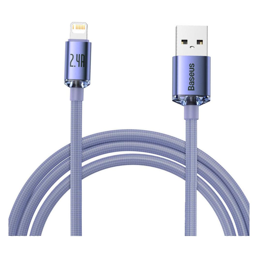 Baseus Crystal Shine Series Fast Charging Data Cable USB to iP 2.4A 2m Purple (2 m, USB 2.0) (CAJY000105)