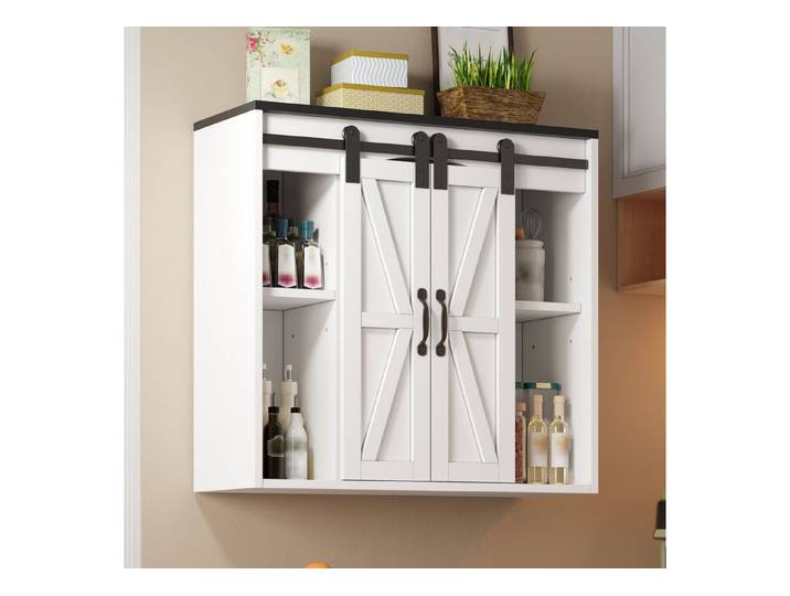 Odikalo Wandhängeschrank Küchen-Wandschrank mit Schiebetüren und verstellbaren, Küchen-Wandschrank mit 2 Schiebetüren und verstellbaren Einlegeböden Hängeschrank zur Aufbewahrung 80 × 31 × 76 cm