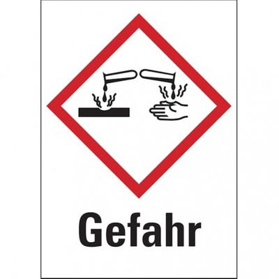 König Werbeanlagen Dreifke® Gefahrstoffetiketten - Ätzwirkung (GHS05) Signalwo - 20x29 mm Folie selbstklebend