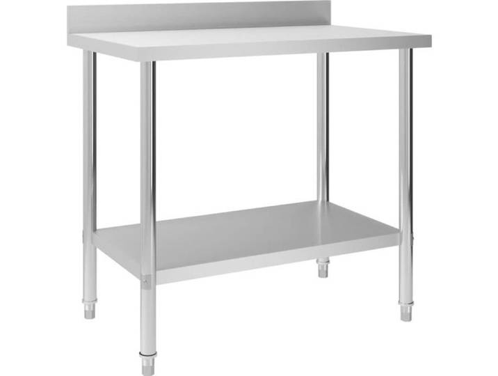 Table de travail de cuisine en inox avec dosseret - France Stock® - 100x60x93 cm - Gris