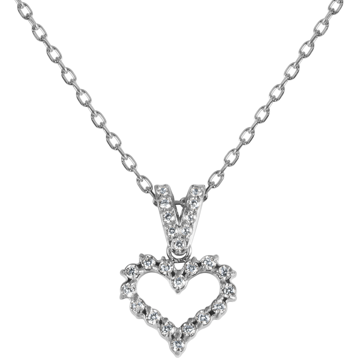 Jacques Lemans Halskette Edelstahl Herz mit Zirkonia