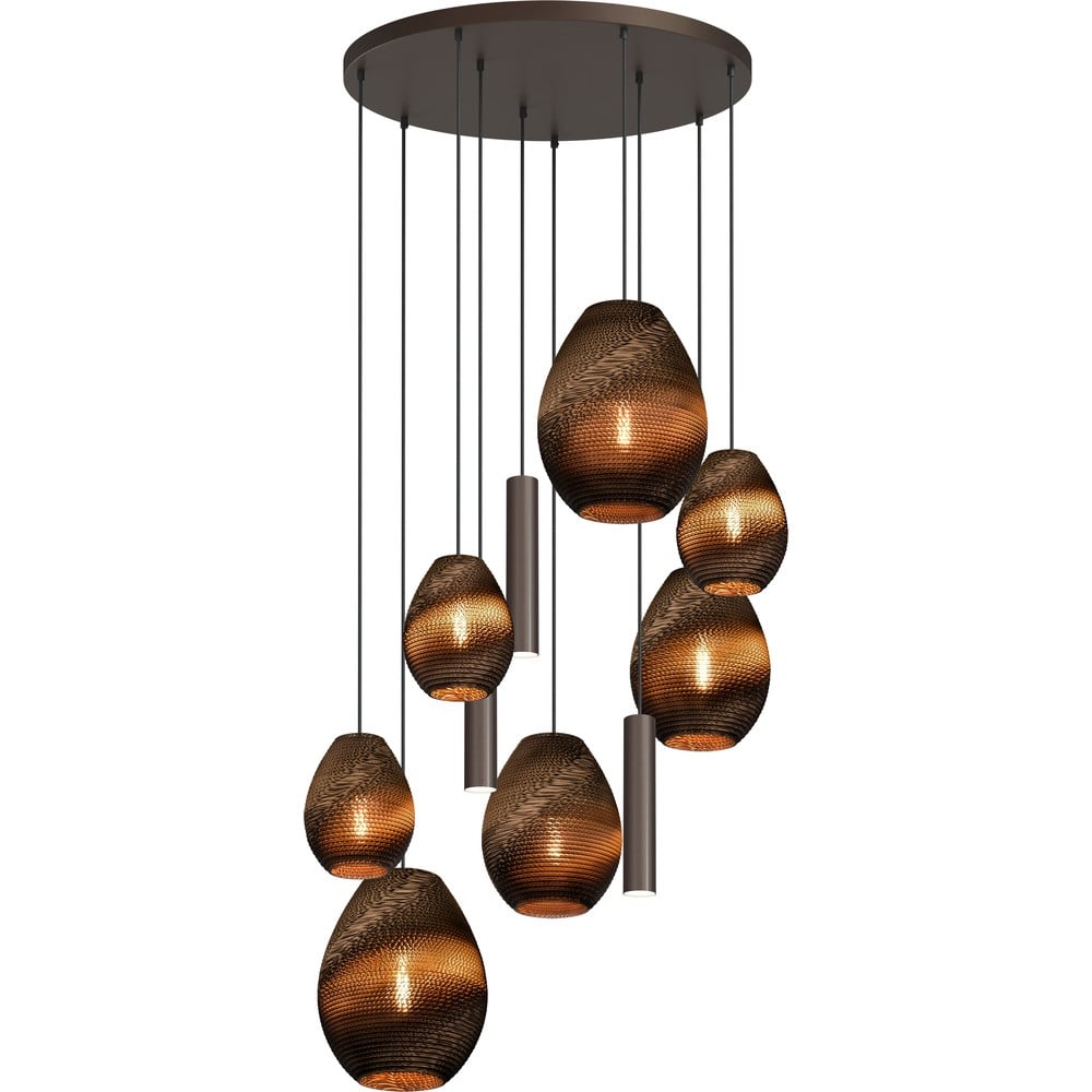 Masterlight Carta Pineapple hanglamp met 10 lichtpunten, cacao bruin, papier