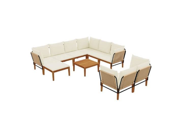 vidaXL Sofaelement 10 stk. Massives nholz & Seil Natur (10 St)