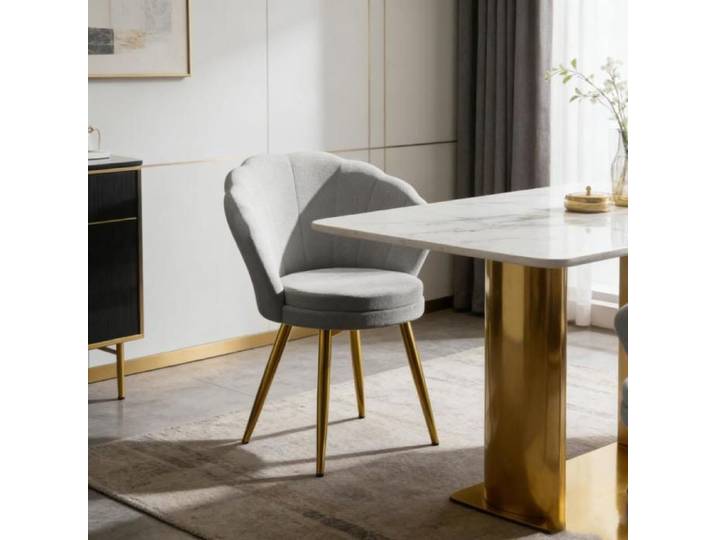 MIPAN FAUTEUIL Chaise de salle à manger - Fauteuil Shell - Chaise de dressing-42x40x80cm-Gris