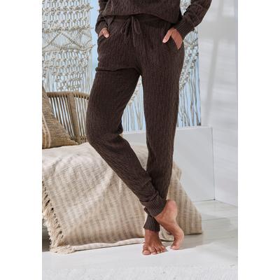 Strickhose FRENCH CONNECTION, Damen, Gr. 44/46, N-Gr, braun, Rippstrick, Obermaterial: 33% Nylon, 32% Polyacryl, 30% Baumwolle, 5% Elasthan, Zopfmuster, bequem lang, Hosen, mit Zopfmuster in weiche, softer Qualität, Loungewear