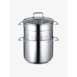 WMF Pasta-Kochtopf 24 cm lang, Edelstahl, Glasdeckel, Pfanne + Kochtopf, Silber