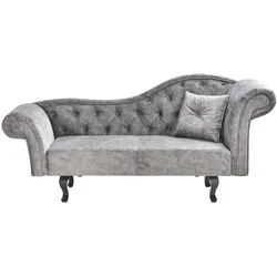 CHAISELONGUE-RECHTSSEITIGE Samtstoff Grau mit Kissen Lattes Ii