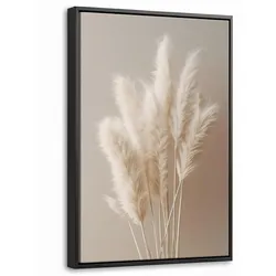 LEINWAND Bilder mit Rahmen - Pampasgras - Federn - Pastell - Weiß - 20x30