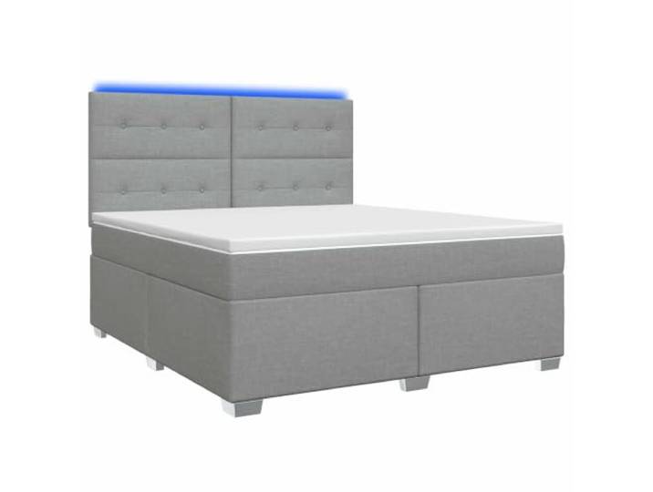 RJPLMFV Boxspringbett, hellgrau, 160 x 200 cm, Stoff Kopf verstellbar 78 – 88 cm, LED USB, mittlere Härte, Polyester, Holz Technik