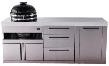 "Mont Alpi Premium 83"" Heavy Duty Kamado Charcoal Smoker BBQ Grill Module for 18-inch Big Green Egg Outdoor Kitchen Island Cart"