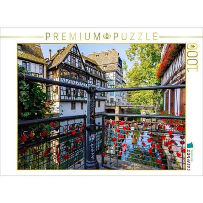 CALVENDO Puzzle Liebesschlösser am Quai in Petite France | 1000 Teile Lege-Größe 64x48cm Foto-Puzzle für glückliche Stunden