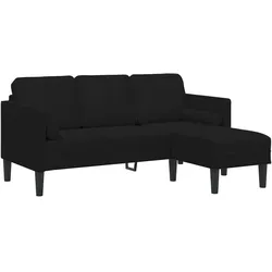 vidaXL Sofa 3-Sitzer mit Chaiselongue L-Form Schwarz 160 cm Samt
