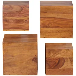 WANDREGAL Massivholz Modern Stil 4er Set Cubes Design verschiedene Größen