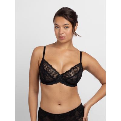 Bügel-BH DORINA "Perfect Lace", Damen, Gr. 80, Cup E, schwarz, Obermaterial: 90% Nylon, 10% Elasthan, BHs Bügel-BH, transparent, mit Spitze, mit Bügel, Cups leicht gepolstert