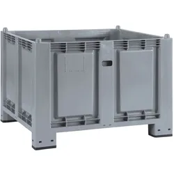 Palettenbox mit 4 Füßen, lebensmittelecht, LxBxH 1200 x 800 x 850 mm, grau