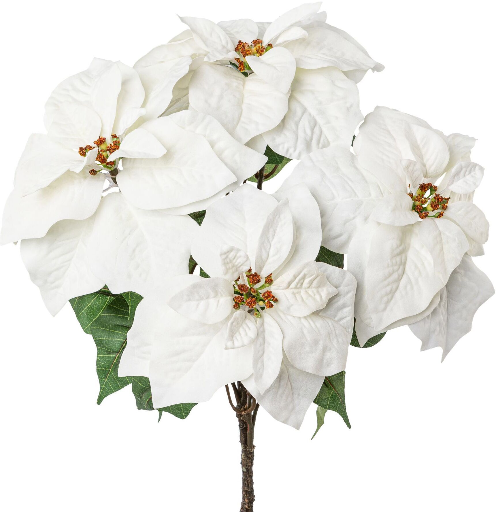 Winterliche Kunstpflanze CREATIV DECO "Weihnachtsdeko", weiß, H:63cm, Kunststoff, Polyester, Kunstpflanzen, Samt-Ausführung