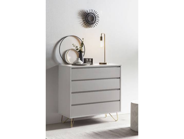 Kommode SALESFEVER Bolton - Stilvolles Sideboard , weiss (weiß, gold), B:90cm H:90cm T:40cm, MDF, Metall, Sideboards, Kommode, in tollen Farben, Sideboard, Flurschrank, Anrichte