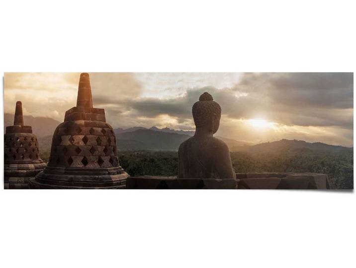 Poster REINDERS Buddha Tempel Borobudur , braun (farbe bild(er): braun), B:158cm H:53cm, Papier, Bilder, Poster