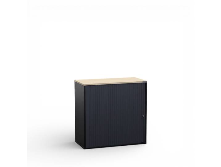 Rollladenschrank Tradingzone GO Swiss 80.0 x 40.0 cm, 2 Ordner hoch, Schwarz/Eiche, Neu - Optimale Raumnutzung