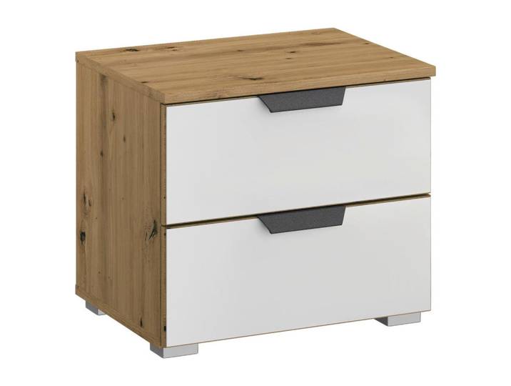 Nachtkästchen Artemis Eiche dekor/Weiß, H: 43cm
