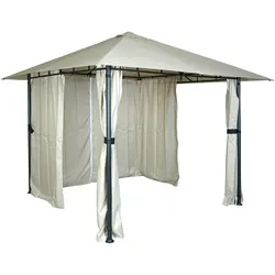 Proregal BERLINLODGE Pergola | HxBxT 255x300x300cm | Garten Pavillon Terrassenüberdachung mit Seitenwand | Creme-Beige