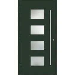 Aluminium Haustür "WILHELMINE" 90 mm RC2 Tannengrün matt RAL 6009 beidseitig außen öffnend DIN links