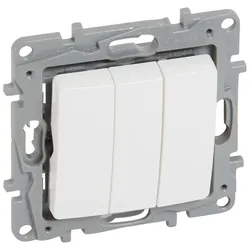 Legrand 664503 Ausschalter 3-fach (SK), Ultraweiß, mit Spreizkralle