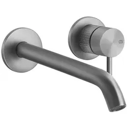 Gessi316 Cesello Fertigmontageset für Unterputz-Einhebelmischer Waschtisch, einzelnen Rosetten D65 mm, personalisierter Auslauf, ohne Ablaufgarnitur, 54489239, Farbe: Edelstahl matt gebürstet