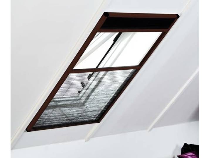 CULEX Dachfenster Plissee mit Sonnenschutz und Insektenschutz 110x160cm Braun