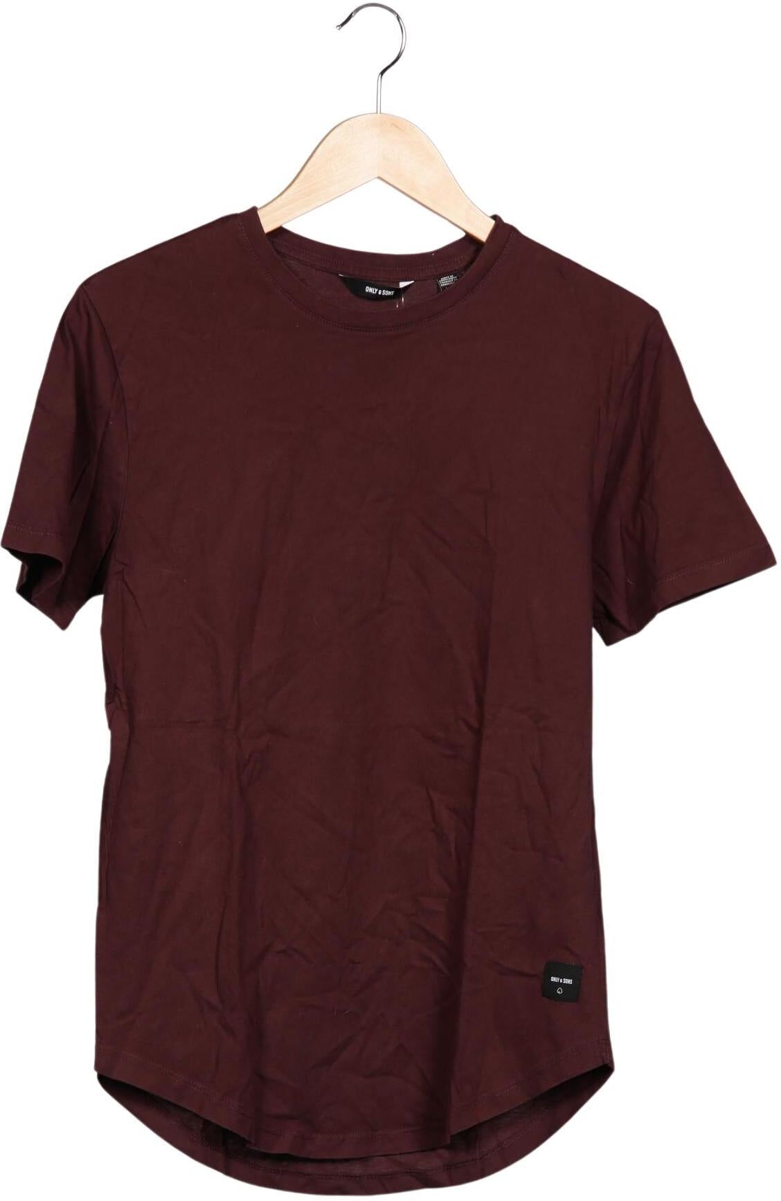 Only & Sons Herren T-Shirt, Bordeaux, Gr. M, Baumwolle - Second Hand