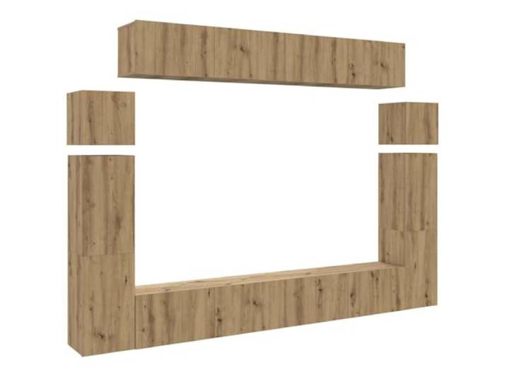 Makastle TV-Schrank Set 8-TLG. Artisan-Eiche Holzwerkstoff