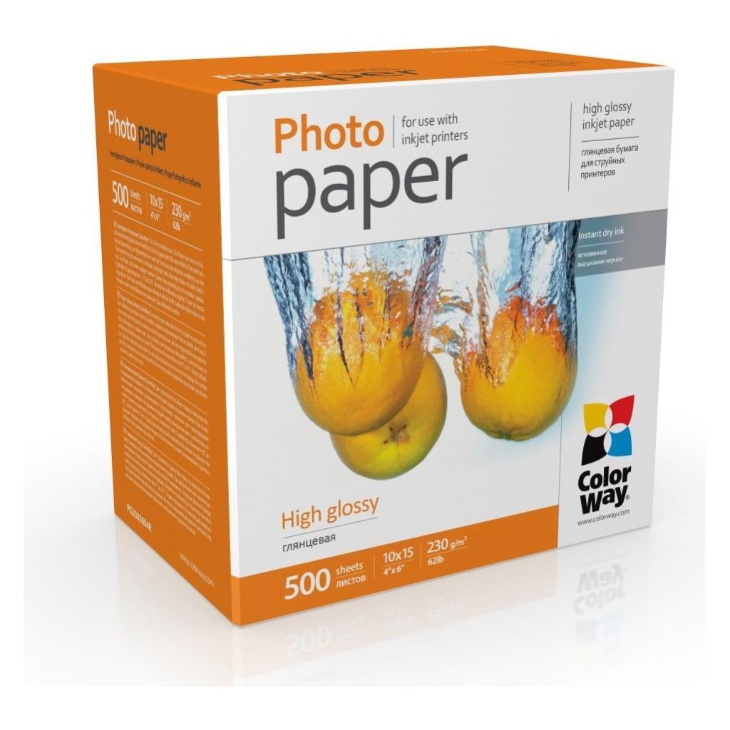 Colorway Bürobedarf: Hochglanz-Fotopapier, 230 g/m², 10 x 15, 500 Stück. (230 g/m², 10x15 cm, 500 Stk.) (PG2305004R)