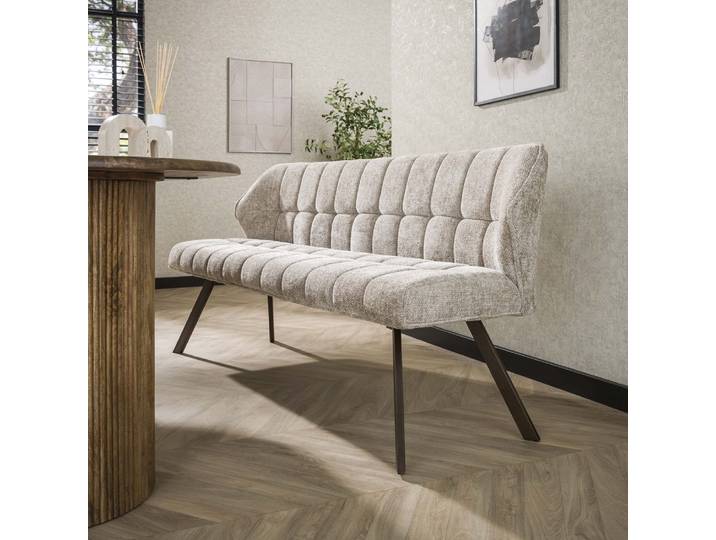 Esszimmerbank Muda , 180cm , Hoven-Stoff / Chenille , sand-braun