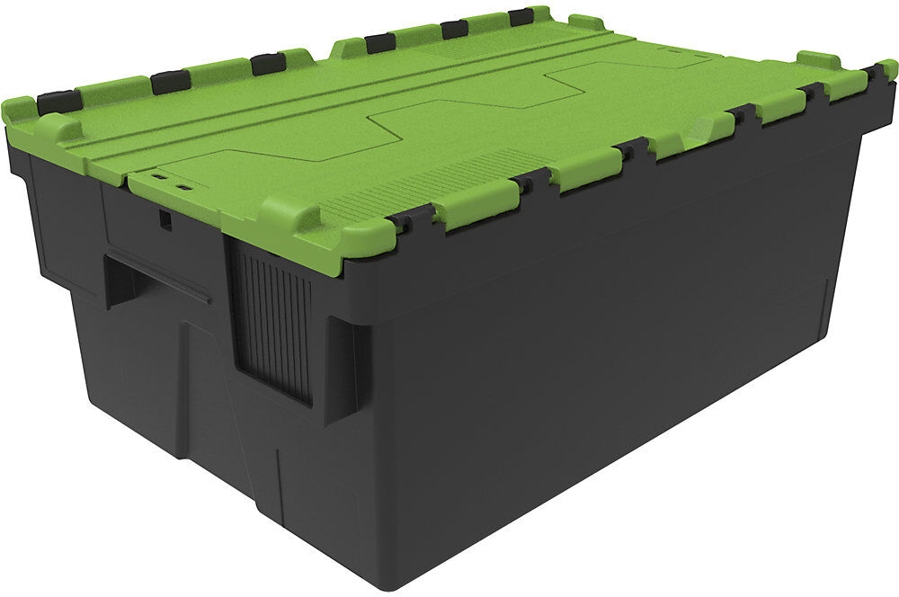 kaiserkraft Mehrweg-Stapelbehälter, LxBxH 600 x 400 x 250 mm, schwarz/grün