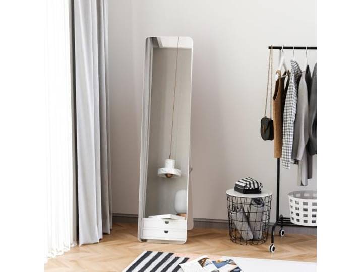 HOMCOM Standspiegel Ganzkörperspiegel Klapprahmen Weiß 37 x 43 x 156 cm