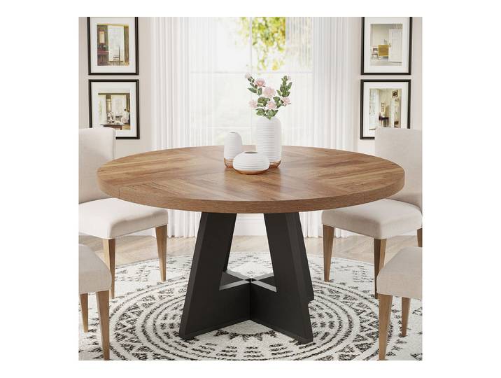 Tribesigns Esstisch Runder Esstisch, Küchentisch für Esszimmer Wohnzimmer, 120 cm
