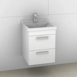Artiqua 411 Waschtischunterschrank für Starck 3 030348 Weiß Glanz, 411-WU2L-D16-7050-68 411-WU2L-D16-7050-68