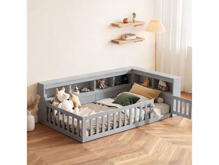 Méridienne gris tonée avec rangement et prises couchage 90x200 cm style contemporain