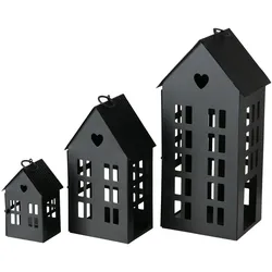 Boltze Lichthaus Alamo 3er, 13/24/35 cm, schwarz