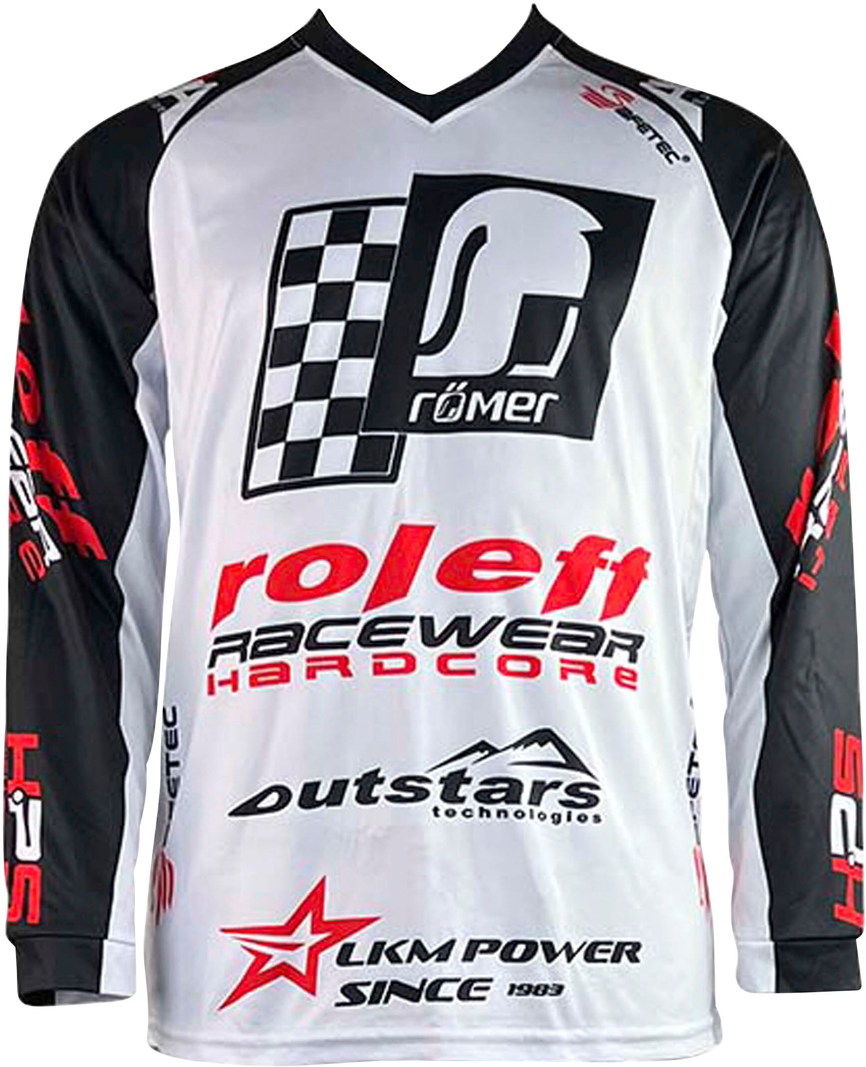 Trainingspullover ROLEFF "Motocross Jersey Mesh RO" Gr. 4XL, schwarz-weiß (weiß, schwarz), Pullover, 4XL, Obermaterial: 100% Polyester, Trainingspullover