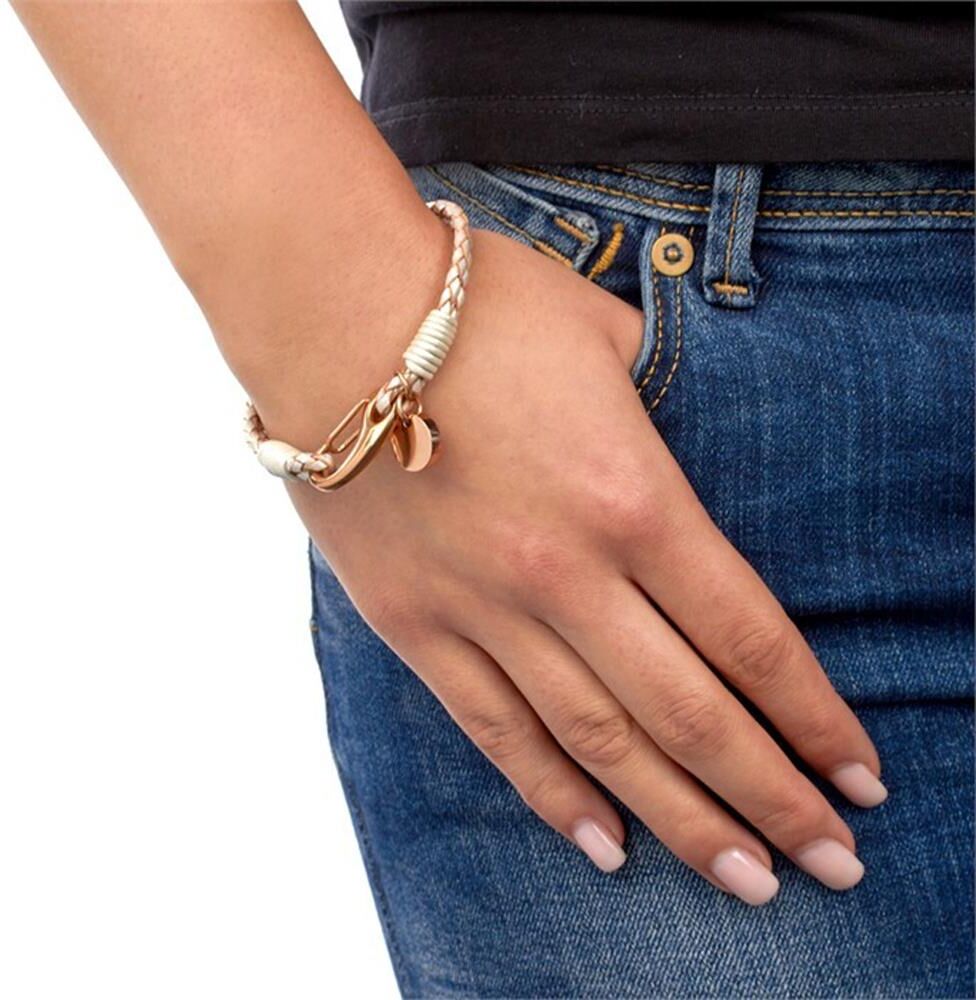 Unique Weißes Lederarmband mit Edelstahlverschluss weiß