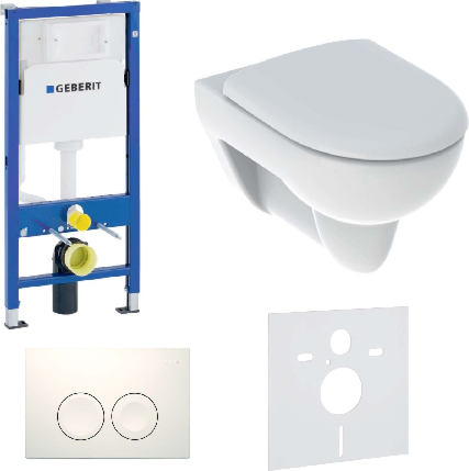 Duofix Basic WC Komplettset mit Geberit Renova WC und WC-Sitz,  mit Delta 25 Betätigungsplatte