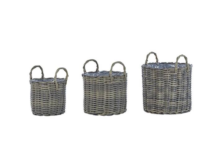 BLUMENKORB 3er-Set Rattan taupe rund 40-37/35-31/29-24 cm Nikiti