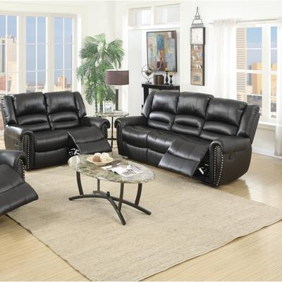 Esofastore Three Tiered Support Back Sofa Set 2pc Cushion Backrest Black Finish