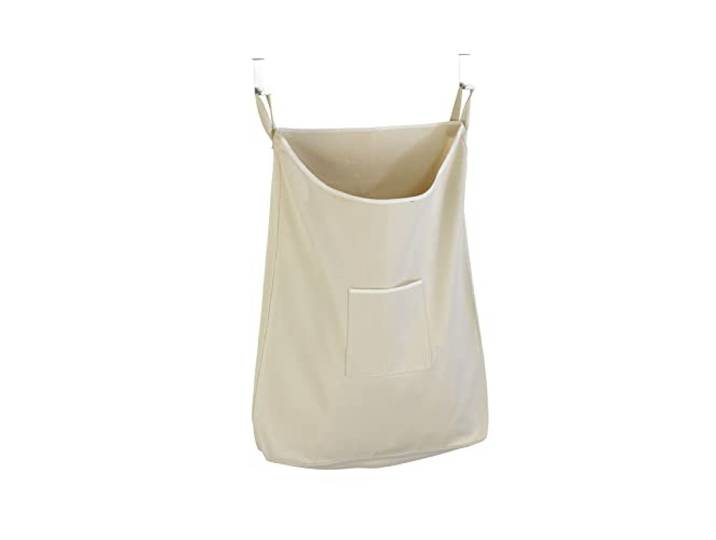 WENKO Über-Tür Wäschesammler Mod. Canguro Beige rostfreien Edelstahlhaken und praktischer Reisverschlussöffnung zur leichten Wäscheentnahme, 65 l Stauraum in einem Fach, (B x H x T): 52 x 81 x 10 cm